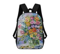 sinyumoney 17 Inch Backpacks Bouquet of Flowers Kids 3D Printed School Bag for Boys Elementary And Middle School Students