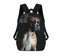 sinyumoney 17 Inch Backpacks Boxer Dog Kids 3D Printed School Bag for Boys Elementary And Middle School Students