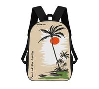 sinyumoney 17 Inch Backpacks Caribbean Palm Trees And Sunset Kids 3D Printed School Bag for Boys Elementary And Middle School Students