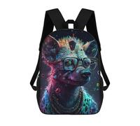 sinyumoney 17 Inch Backpacks Colorful Hyena with Glasses Kids 3D Printed School Bag for Boys Elementary And Middle School Students