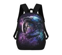 sinyumoney 17 Inch Backpacks Cosmic Astronaut Portrait-8 Kids 3D Printed School Bag for Boys Elementary And Middle School Students