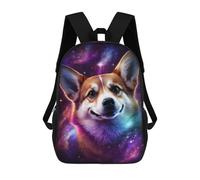 sinyumoney 17 Inch Backpacks Cosmic Corgi Portrait-10 Kids 3D Printed School Bag for Boys Elementary And Middle School Students