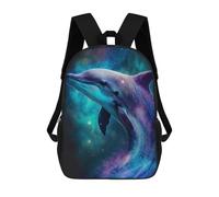 sinyumoney 17 Inch Backpacks Cosmic Dolphin Art Print-1 Kids 3D Printed School Bag for Boys Elementary And Middle School Students