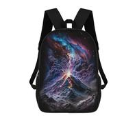 sinyumoney 17 Inch Backpacks Cosmic Mountain Eruption Kids 3D Printed School Bag for Boys Elementary And Middle School Students