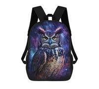 sinyumoney 17 Inch Backpacks Cosmic Owl Art Print-4 Kids 3D Printed School Bag for Boys Elementary And Middle School Students