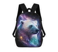 sinyumoney 17 Inch Backpacks Cosmic Polar Bear Art Print Kids 3D Printed School Bag for Boys Elementary And Middle School Students