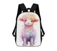sinyumoney 17 Inch Backpacks Cute Watercolor Baby Sheep Kids 3D Printed School Bag for Boys Elementary And Middle School Students