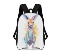 sinyumoney 17 Inch Backpacks Cute Watercolor Kangaroo Kids 3D Printed School Bag for Boys Elementary And Middle School Students