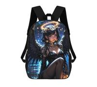 sinyumoney 17 Inch Backpacks Dark Angel with Halo Kids 3D Printed School Bag for Boys Elementary And Middle School Students