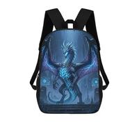 sinyumoney 17 Inch Backpacks Dragon with Neon Accents Kids 3D Printed School Bag for Boys Elementary And Middle School Students