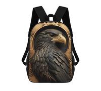 sinyumoney 17 Inch Backpacks Eagle Gold Relief Deco Kids 3D Printed School Bag for Boys Elementary And Middle School Students