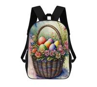 sinyumoney 17 Inch Backpacks Easter Basket with Eggs And Flowers Kids 3D Printed School Bag for Boys Elementary And Middle School Students