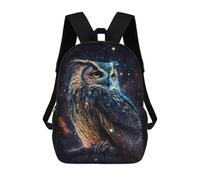 sinyumoney 17 Inch Backpacks Enchanted Night Owl Art Print Kids 3D Printed School Bag for Boys Elementary And Middle School Students