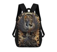 sinyumoney 17 Inch Backpacks Eternal Golden Phoenix Kids 3D Printed School Bag for Boys Elementary And Middle School Students