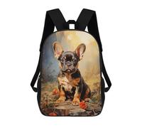 sinyumoney 17 Inch Backpacks Frenchie Black And Tan Kids 3D Printed School Bag for Boys Elementary And Middle School Students