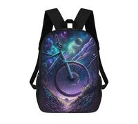 sinyumoney 17 Inch Backpacks Galactic Bicycle Journey Kids 3D Printed School Bag for Boys Elementary And Middle School Students