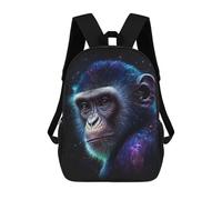 sinyumoney 17 Inch Backpacks Galactic Chimpanzee Portrait-5 Kids 3D Printed School Bag for Boys Elementary And Middle School Students