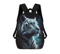 sinyumoney 17 Inch Backpacks Galactic White Tiger Portrait Kids 3D Printed School Bag for Boys Elementary And Middle School Students