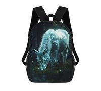 sinyumoney 17 Inch Backpacks Glowing Horse in Forest Kids 3D Printed School Bag for Boys Elementary And Middle School Students
