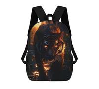 sinyumoney 17 Inch Backpacks Glowing Tiger in The Jungle Kids 3D Printed School Bag for Boys Elementary And Middle School Students