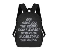 sinyumoney 17 Inch Backpacks God Gave You The Vision - Christian Hustle Quote Kids 3D Printed School Bag for Boys Elementary And Middle School Students