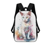 sinyumoney 17 Inch Backpacks Japanese Bobtail Cat Kids 3D Printed School Bag for Boys Elementary And Middle School Students