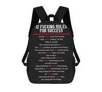 sinyumoney 17 Inch Backpacks Kids School Backpack 12 Rules For Success School Bag 3D Printed School Bag for Boys Elementary And Middle School Students