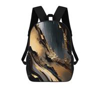 sinyumoney 17 Inch Backpacks Kids School Backpack Abstract Gold School Bag 3D Printed School Bag for Boys Elementary And Middle School Students