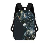 sinyumoney 17 Inch Backpacks Kids School Backpack Black Cockatoo Poster School Bag 3D Printed School Bag for Boys Elementary And Middle School Students