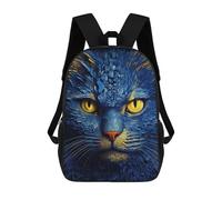 sinyumoney 17 Inch Backpacks Kids School Backpack Blue Cat School Bag 3D Printed School Bag for Boys Elementary And Middle School Students