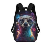 sinyumoney 17 Inch Backpacks Kids School Backpack Colorful Meerkat Art Print-1 School Bag 3D Printed School Bag for Boys Elementary And Middle School Students