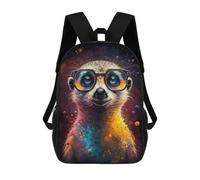 sinyumoney 17 Inch Backpacks Kids School Backpack Colorful Meerkat with Glasses-7 School Bag 3D Printed School Bag for Boys Elementary And Middle School Students