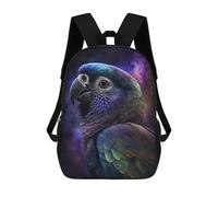 sinyumoney 17 Inch Backpacks Kids School Backpack Colorful Parrot Galaxy Art Print School Bag 3D Printed School Bag for Boys Elementary And Middle School Students