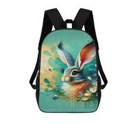 sinyumoney 17 Inch Backpacks Kids School Backpack Colorful Rabbit Painting School Bag 3D Printed School Bag for Boys Elementary And Middle School Students