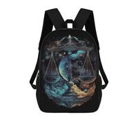 sinyumoney 17 Inch Backpacks Kids School Backpack Cosmic Balance Scale Art Print School Bag 3D Printed School Bag for Boys Elementary And Middle School Students