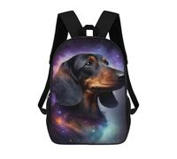 sinyumoney 17 Inch Backpacks Kids School Backpack Cosmic Dachshund Portrait-3 School Bag 3D Printed School Bag for Boys Elementary And Middle School Students