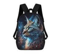 sinyumoney 17 Inch Backpacks Kids School Backpack Cosmic Lynx Portrait-14 School Bag 3D Printed School Bag for Boys Elementary And Middle School Students