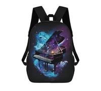 sinyumoney 17 Inch Backpacks Kids School Backpack Cosmic Piano Symphony School Bag 3D Printed School Bag for Boys Elementary And Middle School Students