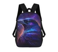 sinyumoney 17 Inch Backpacks Kids School Backpack Cosmic Raven Art Print-3 School Bag 3D Printed School Bag for Boys Elementary And Middle School Students