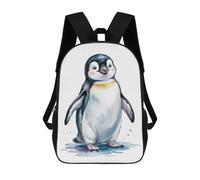 sinyumoney 17 Inch Backpacks Kids School Backpack Cute Penguin Watercolor Illustration School Bag 3D Printed School Bag for Boys Elementary And Middle School Students
