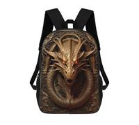 sinyumoney 17 Inch Backpacks Kids School Backpack Devil Dragon Lord Art Deco School Bag 3D Printed School Bag for Boys Elementary And Middle School Students