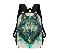sinyumoney 17 Inch Backpacks Kids School Backpack Emerald Wolf School Bag 3D Printed School Bag for Boys Elementary And Middle School Students