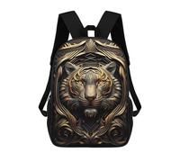 sinyumoney 17 Inch Backpacks Kids School Backpack Epic Tiger Golden Art Deco School Bag 3D Printed School Bag for Boys Elementary And Middle School Students