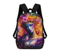 sinyumoney 17 Inch Backpacks Kids School Backpack Fantasy Woman with Flowers School Bag 3D Printed School Bag for Boys Elementary And Middle School Students