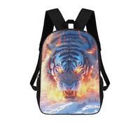 sinyumoney 17 Inch Backpacks Kids School Backpack Flaming Tiger Snow Background School Bag 3D Printed School Bag for Boys Elementary And Middle School Students