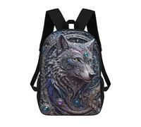 sinyumoney 17 Inch Backpacks Kids School Backpack Futuristic Steampunk Wolf School Bag 3D Printed School Bag for Boys Elementary And Middle School Students