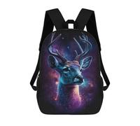 sinyumoney 17 Inch Backpacks Kids School Backpack Galactic Deer Portrait School Bag 3D Printed School Bag for Boys Elementary And Middle School Students