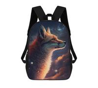 sinyumoney 17 Inch Backpacks Kids School Backpack Galactic Fox Portrait -2 School Bag 3D Printed School Bag for Boys Elementary And Middle School Students