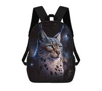sinyumoney 17 Inch Backpacks Kids School Backpack Galactic Lynx Celestial Feline Majesty School Bag 3D Printed School Bag for Boys Elementary And Middle School Students