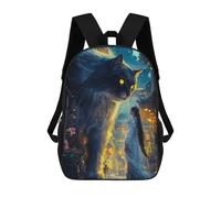 sinyumoney 17 Inch Backpacks Kids School Backpack Giant Cat And Woman School Bag 3D Printed School Bag for Boys Elementary And Middle School Students